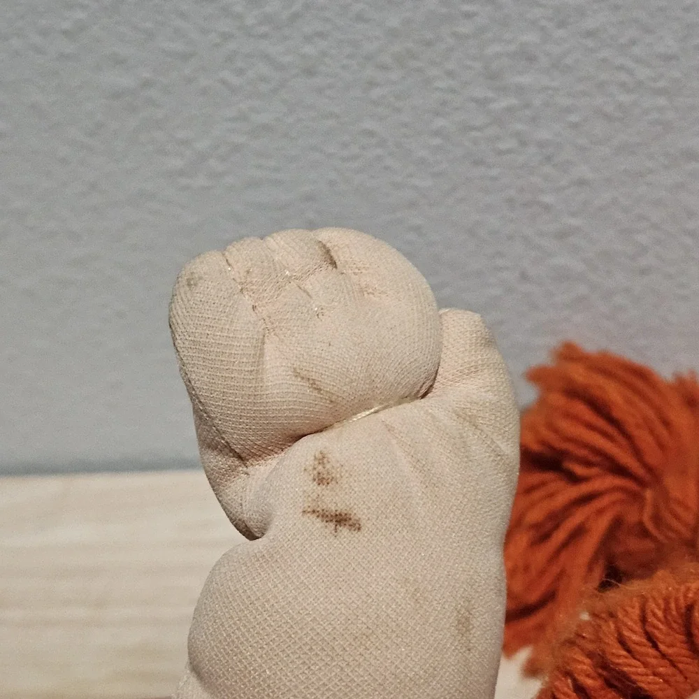 Vintage 80s Cabbage Patch Doll White Dress Orange Red Hair Blue Eyes #53